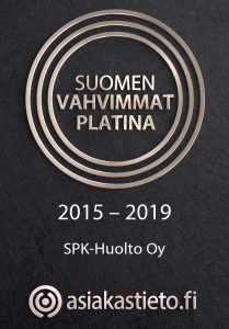 Suomen vahvimmat platina 2015-2019 sertifikaatti