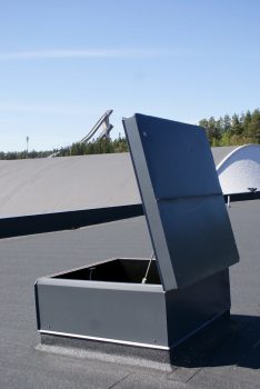 messuhalli Savunpoistoluukku umpimallinen huolto ja saneeraus